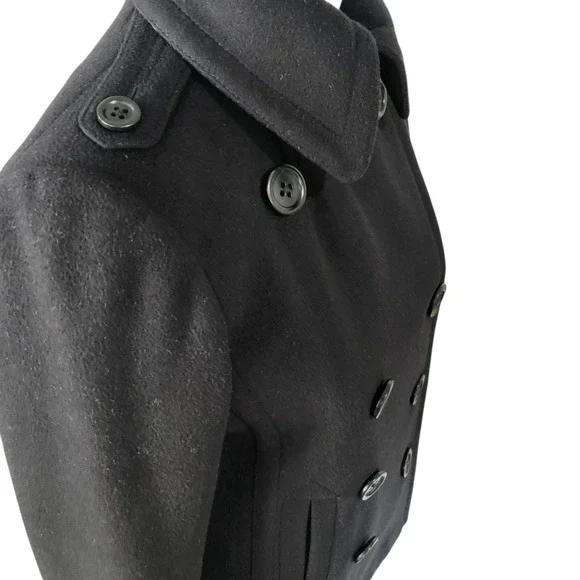 J Crew Womens High Neck Black Double Breasted Wool Pea Coat RN77388 Sz XS - Picture 12 of 16